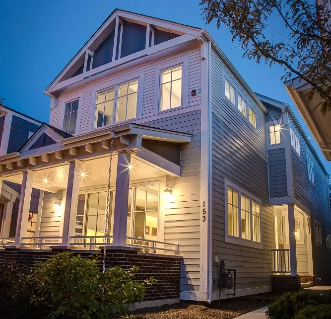 Single Family Home with evening lighting - School Street, Libertyville